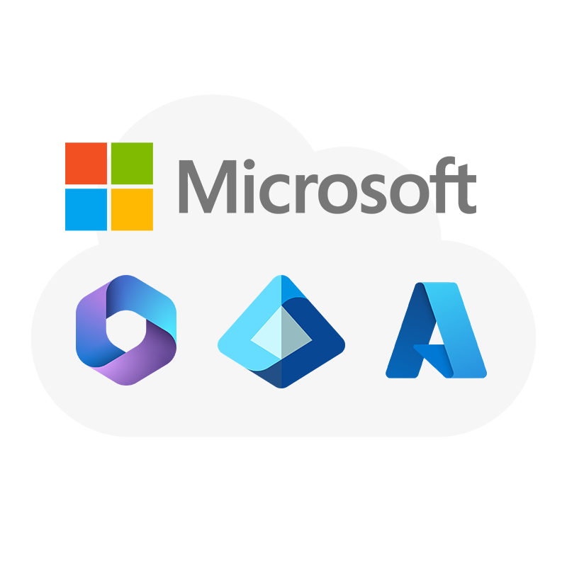 Image of cloud and Microsoft product logos. Accompanying page about managed IT services including managed Microsoft Licensing